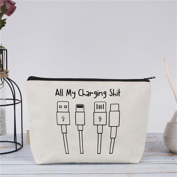 All My Charging shit bag,Fun and versatile bag with charger graphics, teenage boy gift, birthday gifts, travel accessories (Style E)