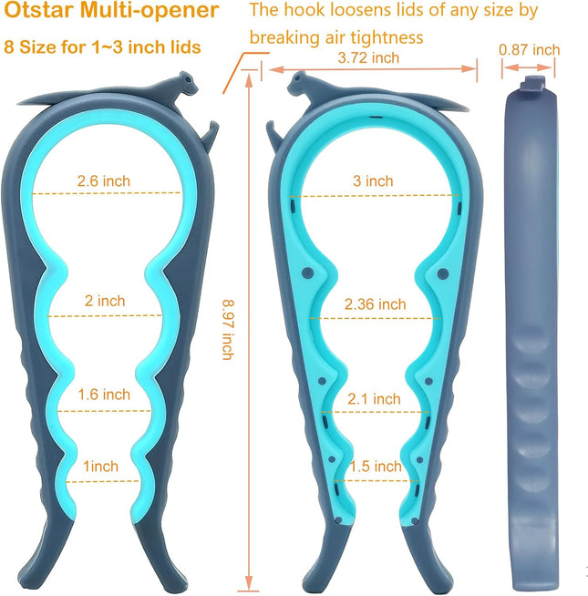 Otstar Latest Jar Opener for Seniors with Arthritis, Weak Hands, Multi-Function Bottle Opener with Non Slip Rubber Jar O