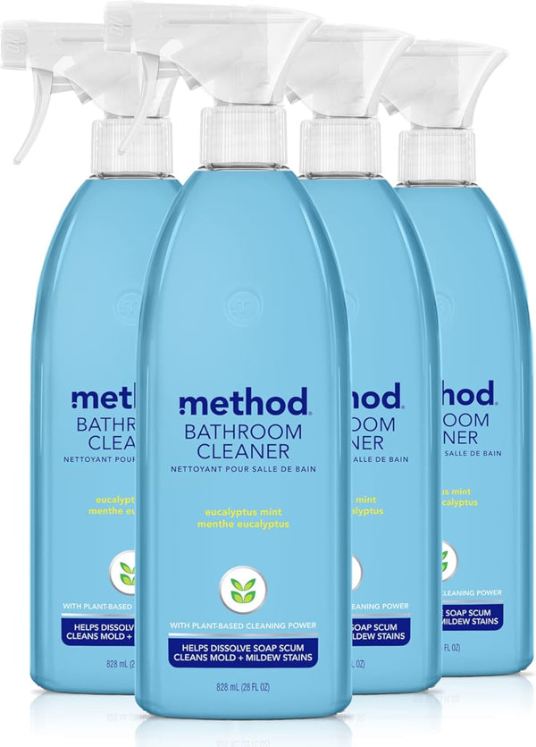 Method Bathroom Cleaner, Removes Mold + Mildew Stains, Eucalyptus Mint, 28 Fl Oz (Pack of 4)