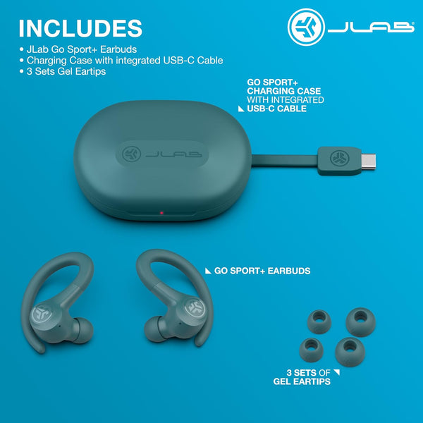 Jlab Go Sport+ Wireless Workout Earbuds Featuring C3 Clear Calling, Secure Earhook Sport Design, 35+ Hour Bluetooth Playtime, and 3 EQ Sound