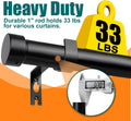 Heavy Duty Curtain Rods for Windows 48 to 84 Inch, 1 Inch Diameter Modern Adjustable Black Curtain Rod, Long Curtain Rod for Sliding Glass Door