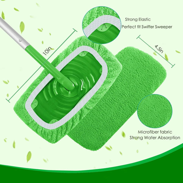 Reusable Wet Pads for Swiffer Sweeper Mop - Dry Sweeping Cloths & Wet Mopping Cloths for Household Cleaning - Washable Microfiber Pads for Mopping