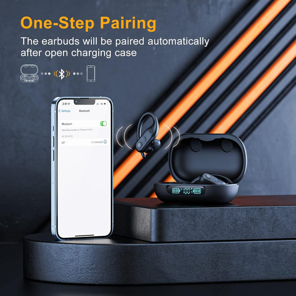 Wireless Earbuds Bluetooth Headphones 130Hrs Playtime with 2500Mah Wireless Charging Case LED Diaplay Hi-Fi Waterproof over Ear Earphones for