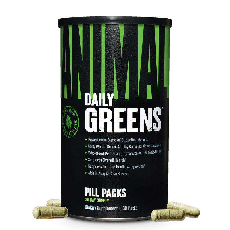 Animal Daily Greens Pill Packs - Kale, Wheat Grass, Alfalfa & More - Convenient Prebiotic and Probiotic Superfood Blend for Superior Digestion,