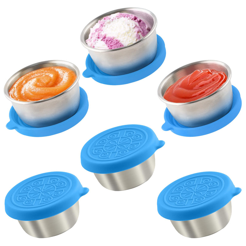 6X1.6 Oz Salad Dressing Containers with Lids, Small Leakproof Reusable Stainless Steel Salad Dressing Container to Go for Lunch Boxes,Sauce