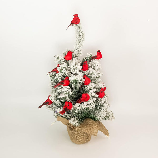 Berfutall-Cardinal Clip On Christmas Tree Ornament Decorations - Red Feathers Set of 12 Pieces Each is 2.8" Lon(A) A 12pc