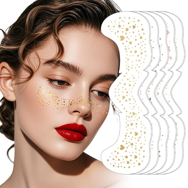Face Glitter Freckles Makeup Patches - 10 Count, Cute Sparkling Fake Freckles Stickers for Women Festivals, Concerts, Parties, and Cosplay