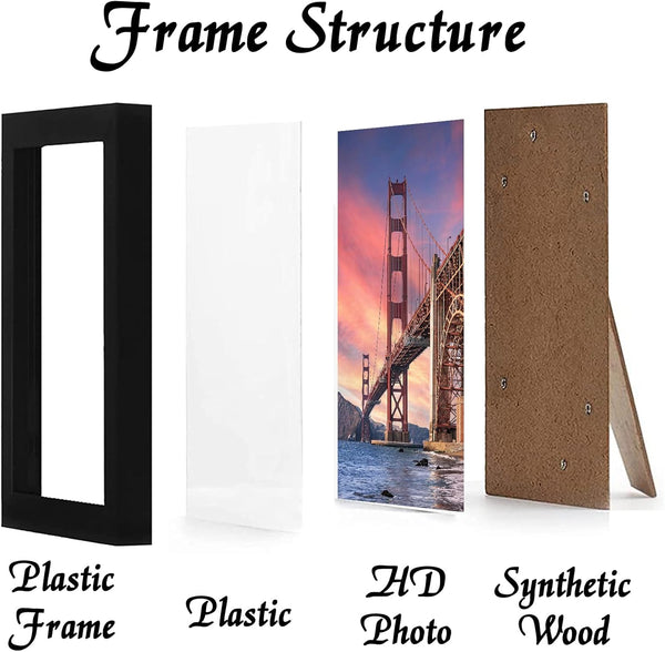 6 Sets 8X12 Picture Frame, Frames for 8 X 12 Canvas Collage Photo Poster Certificate Wall Gallery, High Transparent Horizontal Vertical Black 8 by