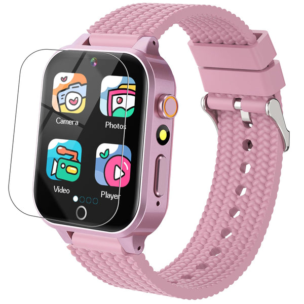 Smart Watch for Kids Girl Gift Ages 3-12, 2 Screen Protector, 26 Puzzle Games, HD Camera Video Music Player Touchscreen Pedometer, Educationtal