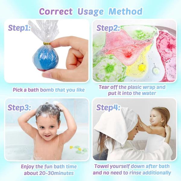 Bath Bombs for Kids with Toy Inside, 36 Pcs Bath Bombs with Glow in the Dark Dinosuar, Animal and Ocean Surprise Inside, Handmade Organic Bubble