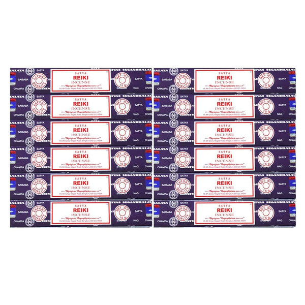 Satya Incense Sticks, 12 Count - Nag Champa Reiki, Original from Srinivas Sugandhalaya Factory