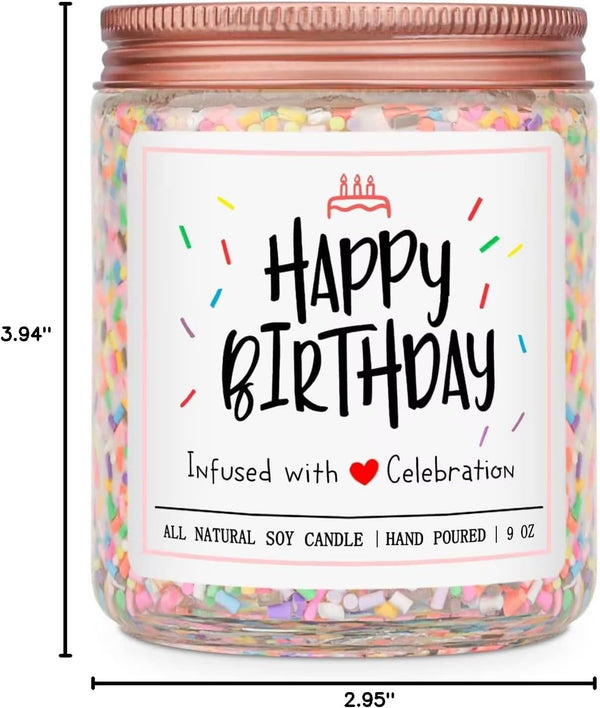 Homsolver Happy Birthday Gifts for Women Unique, Vanilla Cream Scent with Sprinkles Candy Birthday Candles for Her, Handmade Aromatherapy Candle