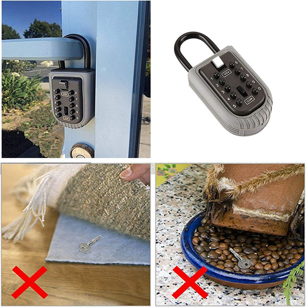 Key Lock Box,Realtor Key Lock Box Safe Lockbox 10-Digit Push Button Combination Safe Vault - Portable Outdoor Stor a Key - Door Handle or Fence Mount.
