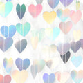 Iridescent Disco-Holographic Heart Garland - 52Ft Wedding Hanging Decoration Neon Streamers Banner, Perfect for Bridal Shower, Birthday, Baby