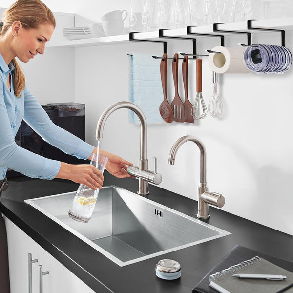 Tumbler Lid Organizer, Horizontal Tumbler Lid Storage Hook up to 10 Lids, Space Saving Cup Lid Holders under Cabinet Tumbler Lid Hook for Kitchen