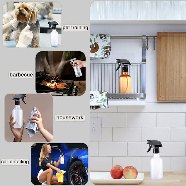 Small Water Spray Bottle for Hair, Frosted Clear Plastic Small Squirt Bottle with Adjustable Mist/Stream, Refillable Empty Mister Spray Bottles