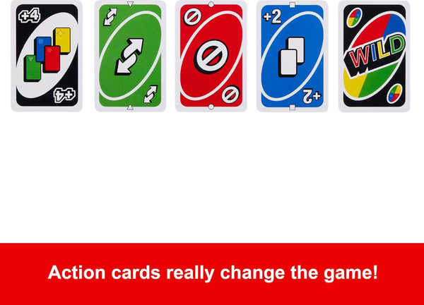 Mattel Games UNO Card Game in Travel & Storage Tin for Kid, Adult & Family Nights & Parties, Color Blind Accessible & Customizable Deck (Amazon