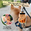 Dog Poop Bag Holder for Leash with Waste Bags and Keychain Clip, Easy Refill, Unscented, Doggy Walking Accessory, 1 Caveman Dispenser and 15 Count