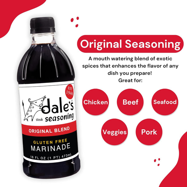 Original Steak Seasoning by Dale'S, Gluten Free, No Cholesterol | Delicious on All Meats, Fish, and Vegetables | (2) 16 Oz Bottle | No Long