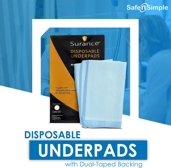 Incontinence Bed Pads - 10 Pack 30" X 36" - Waterproof Medical Pads for Seniors, Pets & Babies - Hospital Disposable Pee Underpads for Bed - Adult