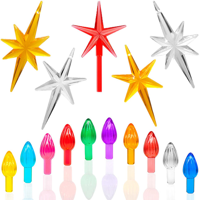 Ceramic Christmas Tree Replacement Lights/Bulbs, Ceramic Tree Medium Multicolor Twist Light Ornaments(117 Bulbs+5 Topper