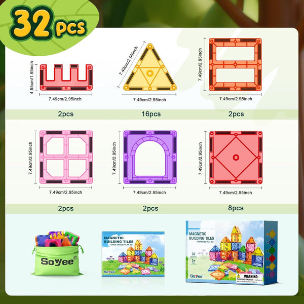 Magnetic Tiles Toddler Toys Magnetic Building Blocks for Kids Ages 3-12 STEM Educational Toys for Girls & Boys Sensory Play for Preschool Learning