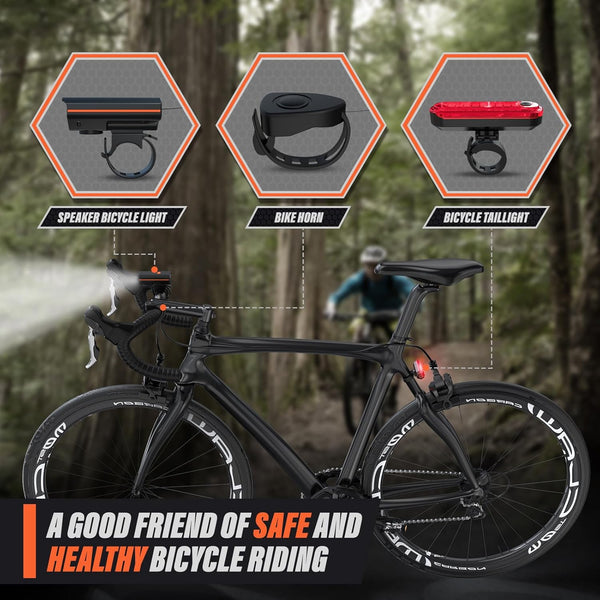 Rechargeable Bike Lights, Ultra Bright Bicycle Lights for Night Riding, Road Mountain Bike Accessories for Kids Adults - Bike Headlight with Tail