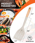 Pack of 2 Silicone Spatula, Non Stick Cooking Utensil Set Wooden Handle Kitchen Turner for Baking Mixing Grilling Serving Food Heat Resistant Non