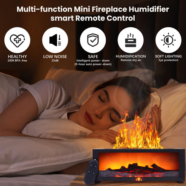 Fireplace Humidifier Diffuser, 7 Colors Flame Diffuser for Essential Oils, Fire Aroma Diffuser with Remote, Air Humidifiers Aromatherapy Diffuser