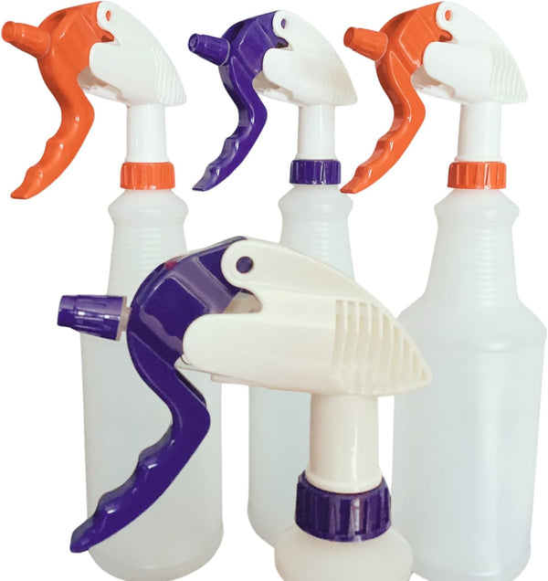 Spray Bottles Heavy Duty - 4 Pack 32 Oz, Empty Spray Bottles for Cleaning, Chemical Resistant HDPE, Industrial-Grade Spray Bottle with Heavy Duty