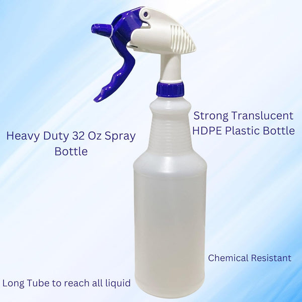 Spray Bottles Heavy Duty - 4 Pack 32 Oz, Empty Spray Bottles for Cleaning, Chemical Resistant HDPE, Industrial-Grade Spray Bottle with Heavy Duty