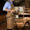 Waxed Canvas Shop Apron for Men & Women.Woodworking Aprons Heavy Duty Work Apron with Pockets. Big Bulk Tool Apron with Adjustable Cross-Back