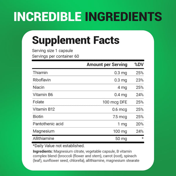 Dr. Berg Natural Vitamin B1 B6 B12 Complex - Allithiamine Vitamin B1 Supplement with 8 Essential Vitamin B Complex for Men & Women Including