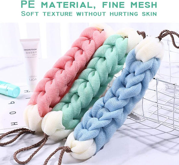 Aarainbow 4 Packs Long Stretch Back Sponge with Rope Handles Back Scrubber Body Sponges for Bathing, Bath Shower Mesh Sponge Body Deep Cleaning