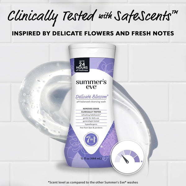 Summer'S Eve Delicate Blossom Daily Refreshing All over Feminine Body Wash, Removes Odor, Feminine Wash Ph Balanced, 15 Fl Oz