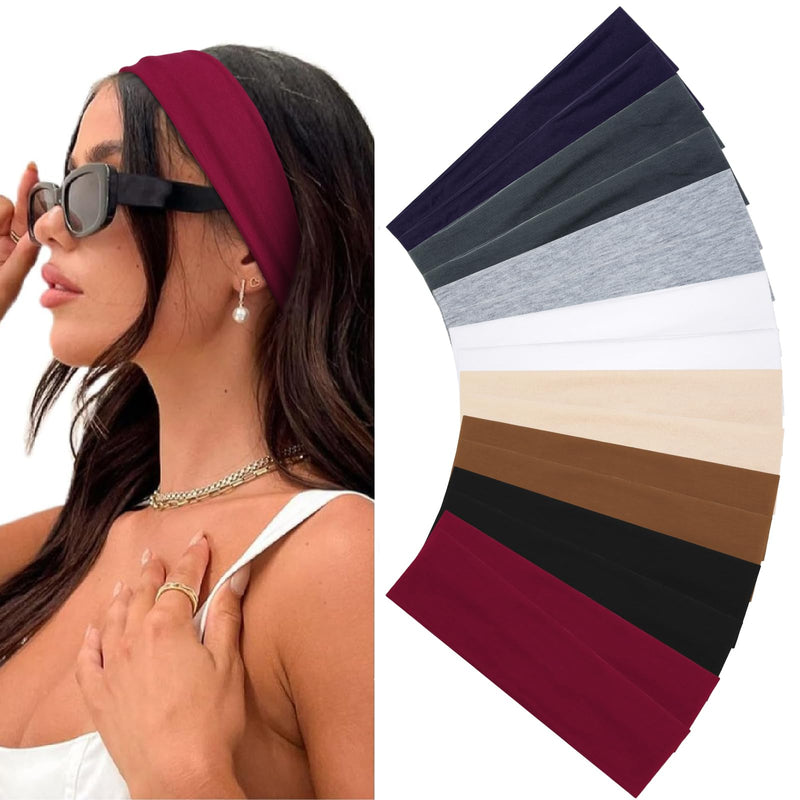 Headbands for Women 16 Pack Elastic Hair Bands for Women' Hair Non Slip Soft Cloth Fabric Headbands Womens Accessories, Neutrals Nude Solid Colors