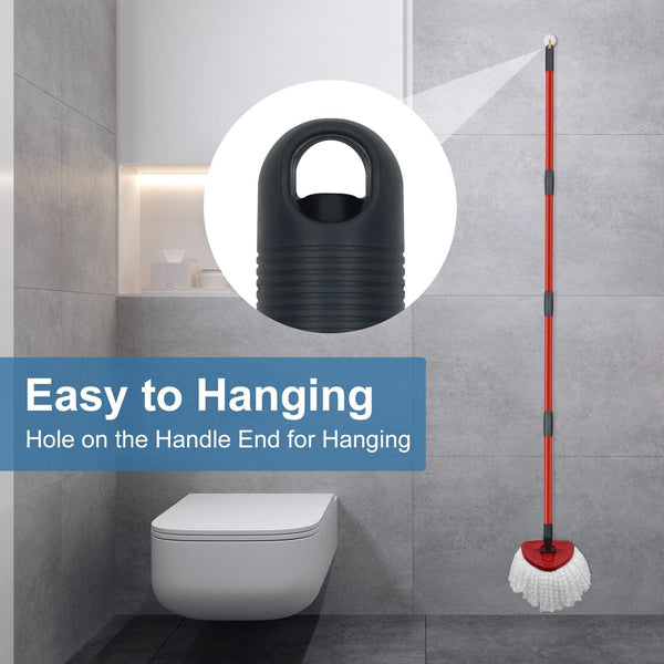 Mop Replace Heads Mop Handle and Mop Base Replacement for O Cedar EasyWring 1-Tank Spin Mop System, 2 Microfiber Mop Head Refills, 4-Section Iron