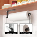 Paper Towel Holder - Self-Adhesive or Drilling, Matte Black Wall Mounted Rack - SUS304 Stainless Steel Kitchen Roll Dispenser under Cabinet