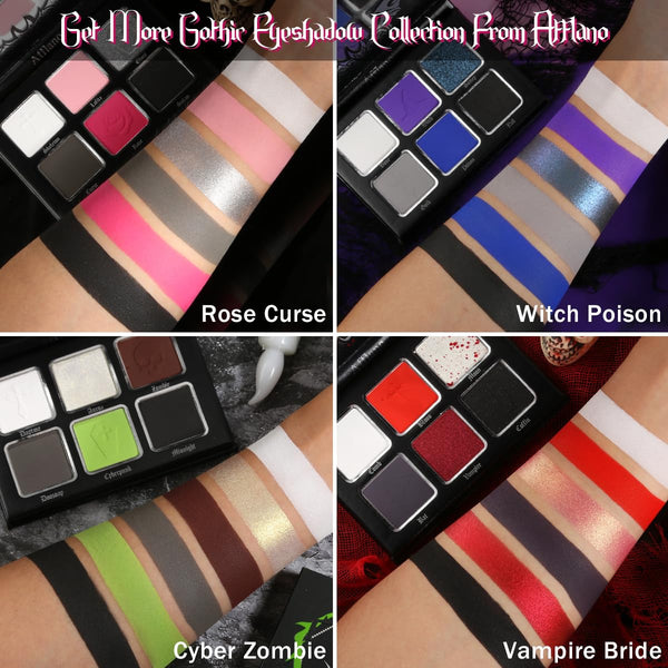 Afflano Red Black Eyeshadow Goth Makeup Palette, Vampire Blood Red Halloween Makeup Palette, Burgundy Dark Smokey Eye Shadow Palette Pigmented,