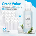 Lash Shampoo Concentrate 100Ml Lash Extension Cleanser Oil-Free Eyelash Extension Shampoo with Salon Home Care -Makes 20 Bottles 60Ml Lash