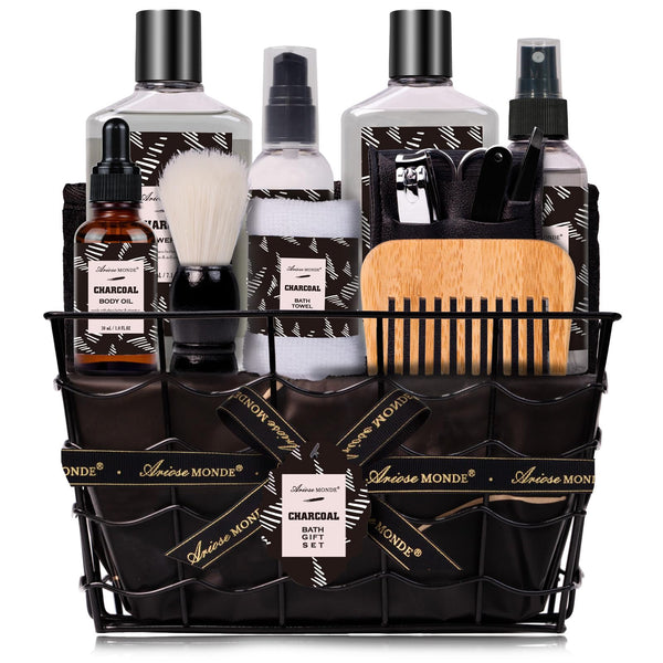 Valentines Day Gifts for Men Spa Gifts for Men, Charcoal Bath and Body Gift Set for Men, 10 Pcs Spa Kits Ideal Birthday, Christmas. Men'S