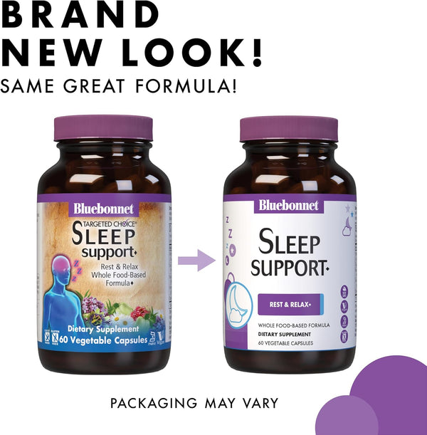 Bluebonnet Nutrition Sleep Support, Rest & Relaxation Whole Food-Based Formula*, Non-Gmo, Vegan, Gluten-Free, Kosher Certified, Soy-Free,