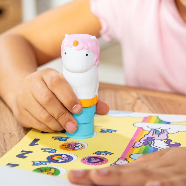Melissa & Doug Sticker WOW!™ 24-Page Activity Pad and Sticker Stamper, 300 Stickers, Arts and Crafts Fidget Toy Collectible Character – Unicorn -