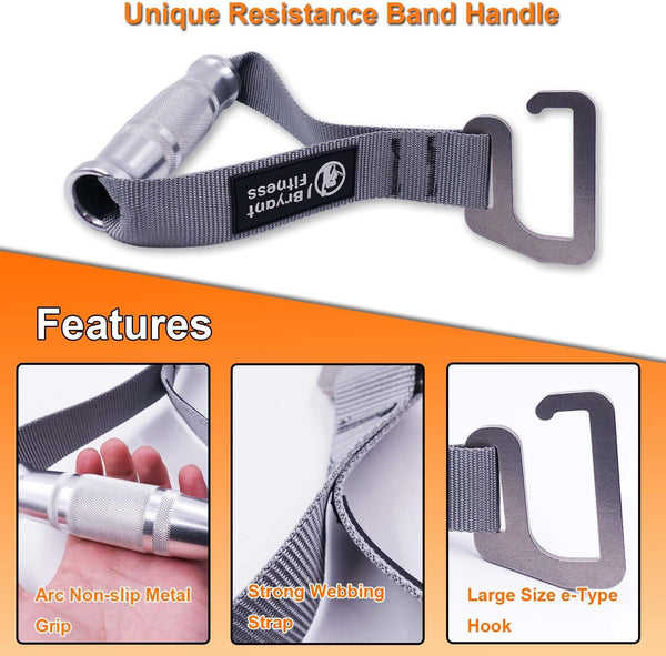 J Bryant Fitness Resistance Band Exercises Handles Heavy Duty Metal Gym Handles Stainless Steel Large Size Hook for Wide Pull up Resistance Band