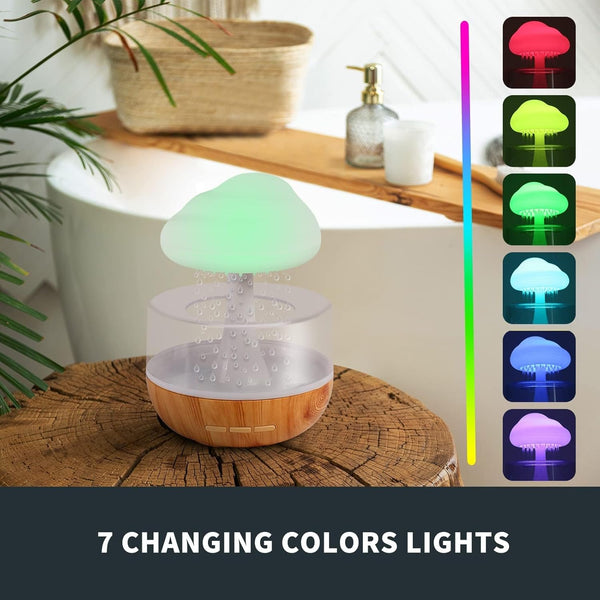 Weljoy Zen Raining Cloud Night Light Aromatherapy Essential Oil Diffuser Micro Humidifier Desk Fountain Bedside Sleeping Relaxing Mood Water Drop