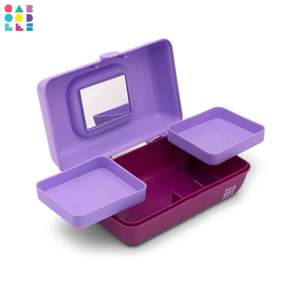 Caboodles Pretty in Petite Makeup Box, Hard Plastic Organizer Box, 2 Swivel Trays, Fashion Mirror, Secure Latch for Safe Travel
