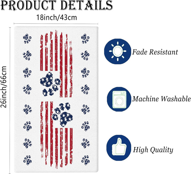 GPGHE 4Th of July Kitchen Towel 18X26 Inch American Flag Home Love Dog Paw Hand Towels Independence Day Memorial Day Hom