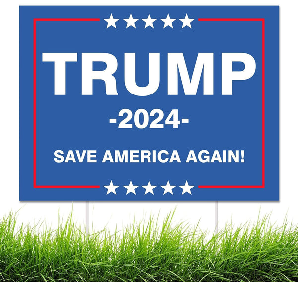MAXDUCK Trump 2024 Sign - Trump Signs for Yard Plastic Signs with Stakes 14â X 11âFor Outdoor Yard Garden Lawn Decorations