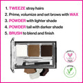 Wet N Wild Ultimate Eyebrow Makeup Kit, Long-Lasting Matte Brow Powder, Tweezers, Wax & Brush, Built-In Mirror, Purse-Friendly Compact - Dark Brown
