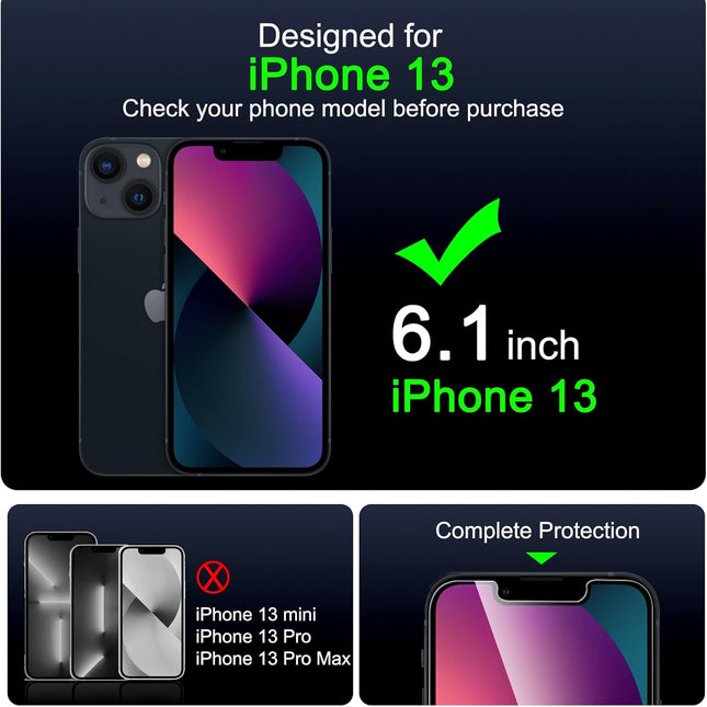 IMBZBK 3 Pack Screen Protector for Iphone 13 Tempered Glass with 3 Pack Camera Lens Protector, Accessories 9H anti Scrat